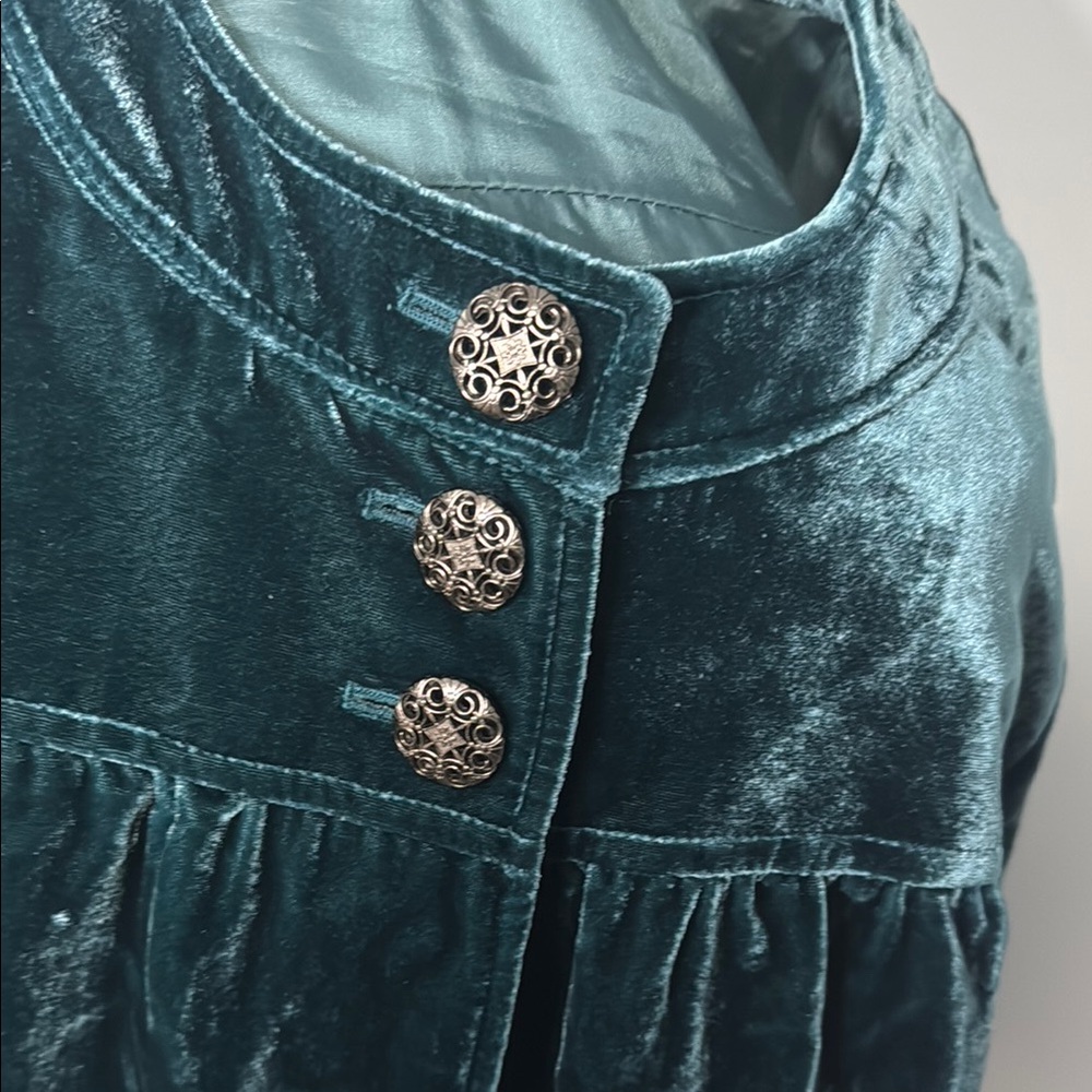 NWT Style & Co Women’s Green/Teal Velvet Blazer Jacket Sz 4 - Picture 5 of 8